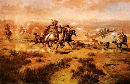 Charles M Russell The Attack on the Wagon Train France oil painting art